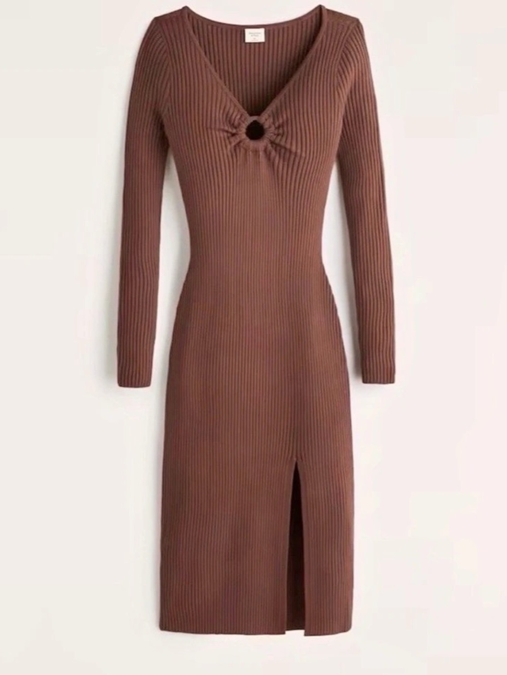 Abercrombie & Fitch O-Ring Sweater Midi Dress Brown